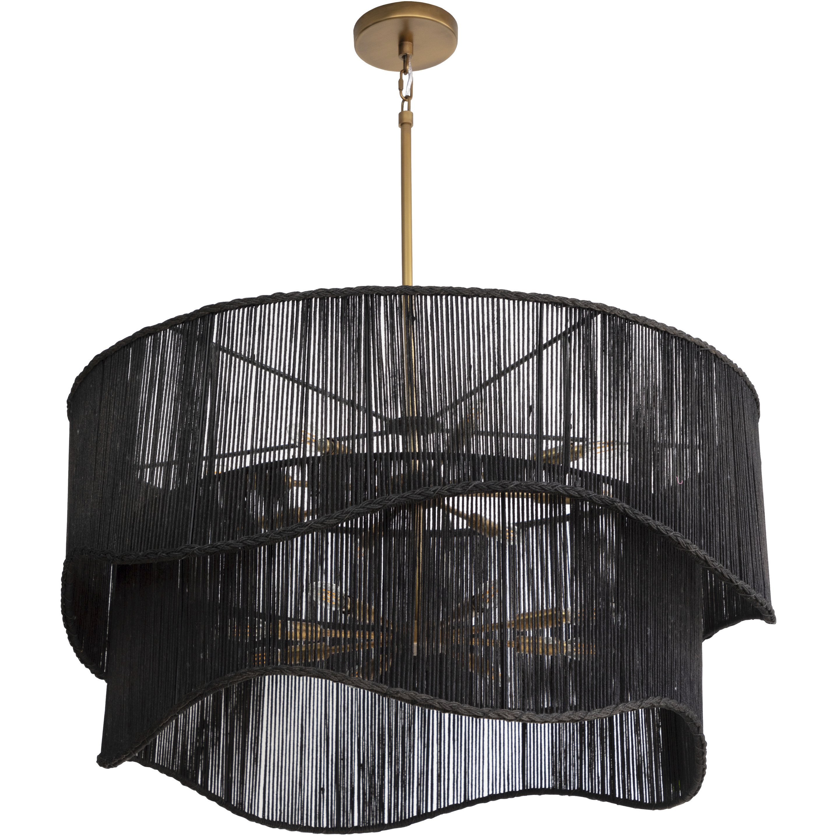 Rhine 16 Light Black Jute Chandelier Ceiling Light